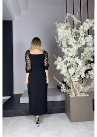 Resim Ges Moda G1032 Kalp Yaka İnci Detaylı Abiye Elbise Siyah-siyah 