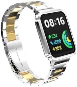 Resim PSR aksesuar Gümüş-Gold KRD-60 Metal Zore Kordon-Gümüş-Gold Xiaomi Redmi Watch 2 Lite ile uyumlu 