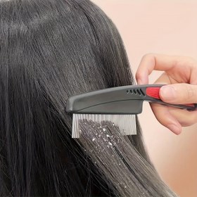 Resim Kalın Saçlar için İnce Dişli Tarak - Ergonomik ABS Saplı Paslanmaz Çelik, Yetişkinler ve Evcil Hayvanlar için Nazik Açma ve Etkili Kepek Giderme, Kafa Derisi Bakımı Saç Fırçası, Evcil Hayvan Tüyü Dökülmesi Çözümü | Şık Araç Tasarımı, Saç Tarağı 