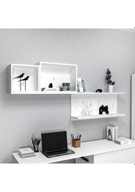 Resim Arnetti Akser 3 Bölmeli Duvar Rafı Beyaz - Akser 