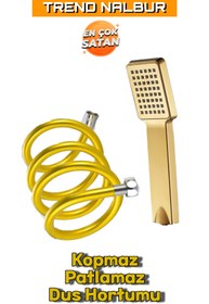 Resim CANERO Gold Duş Başlıgı ve Gold Paslanmaz Kopmaz Patlamaz Kaliteli Pvc Duş Hortumu - 150cm 