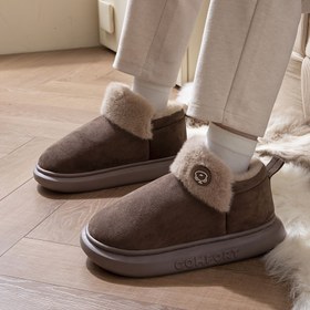 Resim COIFFORT Üniseks Kar Botları, Casual Yüksek Topuklu Outdoor Ayakkabılar, Kalın Taban Örgü Yumuşak Minimalist Ev Terlikleri, Sıcak Katı Renk Karikatür Desen, Kumaş Üst/İç, EVA Taban, Yuvarlak Parmak - Sonbahar/Kış Slip-On Ayakkabı 
