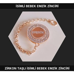 Resim Sahi Aksesuar İsimli Zirkon Taşlı Bebek Emzik Zinciri Beyaz 
