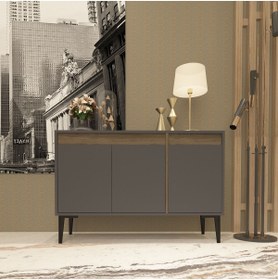 Resim DEMONTE DECOR 3 Kapaklı Asude Konsol Antrasit-ceviz 