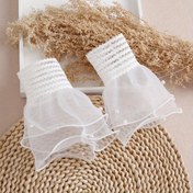 Resim Kadınlar için çıkarılabilir dekoratif kollara sahip çok katmanlı dantel elastik bilek kapağı olan zarif dantel yaka taklit kollu 