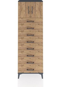 Resim Arges Dolap 2 Raflı 8 Çekmeceli 2 Kapaklı 60x30x182 Antrasit-çam Antrasit 