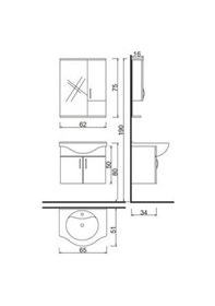Resim Denko Akyazı 65 Cm Mdf Banyo Dolabı Takımı Çok Renkli 