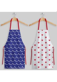 Resim Ays Home Deniz Desen Mavi Beyaz Marin Ikili Mutfak Önlüğü Seti 