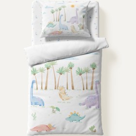 Resim Dino %100 Organik Pamuk Tek Kişilik Çocuk Nevresim Takımı 100 x 200 cm 