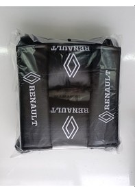 Resim Renault Uyumlu Yeni Logo Beyaz Nakışlı Boyun Yastığı +emniyet Kemer Pedi Beyaz 