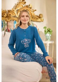 Resim Aydoğan Kadın Düğme Yaka Termal Pijama Takımı 240674m- 1 Adet Mavi 