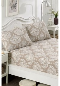 Resim Pes Lastikli Çarşaf Seti Çift Kişilik Post Kahve Kahve 