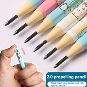 Resim 5 adet Mekanik Kalem Seti 2B Otomatik Kalem 2.0Mm Kalın Çekirdekli Kalem Yedekleme Push-Pop Kalem Yazma Kırılmaz Yedekleme 
