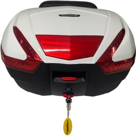 Resim WHEELIE XT68-W 48 Litre Motosiklet Arka Çanta Beyaz Su Geçirmez Tak Çıkart Özellikli ABS Top Case Üniversal 