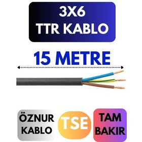 Resim Öznur 3x6 Ttr Kablo Metre Seçenekli Siyah - 15 Metre 