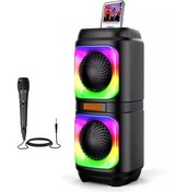 Resim EXENAR Extra Bass Bluetooth Hoparlör Speaker Karaoke Mikrofonlu 10W 2x4inç Subwoofer RGB Işıklı 1500mAh TWS 