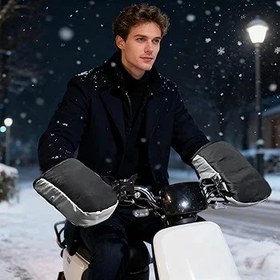 Resim FokCalgary Gidon Eldiveni Koruyucu | Yumuşak ve Reflektif Şeritli - Motosiklet Sürüş Gidon Eldivenleri - için Kar Motorsikleti Scooter Şehir Sürüşü Gezinti Kısa Yolculuklar Macera Kadın Erkek 