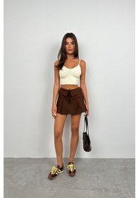 Resim Ahes Shopping V Yaka Crop Bluz Ekru 