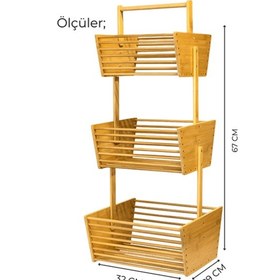 Resim Bambu Sebzelik, Bambu Raflı Organizer Açık Ahşap 