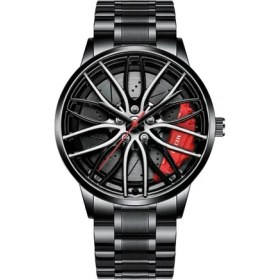 Resim 2xudc GN6275-1A Yaratıcı Erkek Lüks Spor Araba Saatler 3D Spor Jant Tekerlek Göbeği Kol Saati Araba Lastiği Erkek Kuvars Saatler (Yurt Dışından) 