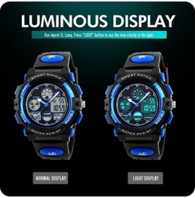 Resim Yingfu Skmei 1163 Çocuk Spor Saati - 5atm Su Geçirmez, Alarm, Led Işık, Tarih, Çift Zamanlı, Dayanıklı Pu Kordon - Siyah Şe Şeffaf 