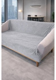 Resim Geometrik Tavşan Tüyü Kaymaz Tabanlı Koltuk Örtüsü 170x215 Cm Gri 