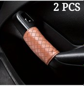 Resim Chuangyinshop 2pcs Araba Kapı Kolu Eldivenleri Khaki Kaydırmaz Tutamaklar Baskılı Doku Çizilme Koruma 