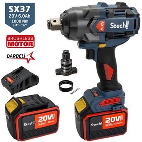 Resim Stechend SX37-2 x 6.0 Darbeli Somun Sıkma 3/4" 1000Nm 20V 6.0Ah 