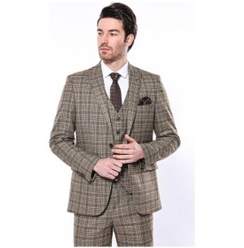 Resim Wessi Ekose Slim Fit Kahverengi Erkek Ceket - Wessi Kahverengi 