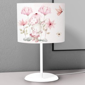 Resim instababyrooms Tavşan Çiçek Desenli Çocuk Odası Dijital Baskılı Çocuk Odası Masaüstü Abajur Avize 