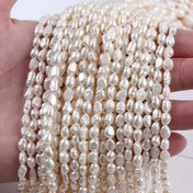 Resim Doğal Taze Deniz İncileri, 4mm-5mm Çift Taraflı Parlak Zarif İnciler, 13.78" Uzunlukta, DIY Takılar İçin Mükemmel - Bilezikler, Kolyeler, Yüzükler, Küpeler, Ayakkabılar, Giysiler, Ev Dekoru - Anneler Günü, Doğum Günü, Şükran Günü, Romantik Hediye İçin İdeal Hediye|Zarif İnciler|Doğal Taze Deniz İncileri 