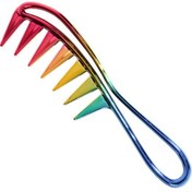 Resim 1 adet Canlı Gradyan Geniş Dişli Tarak - Elektro Kaplama, Dayanıklı ABS Plastik Sap İnce Uçlu Kıvırcık & Normal Saçlar için - Erkekler & Kadınlar için Taşınabilir Tarama ve Şekillendirme Aracı 