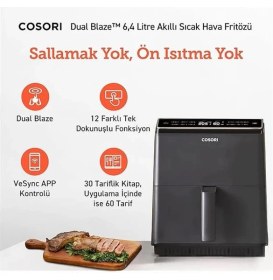 Resim AyrStore Sıcak Hava Fritözü Ikili Isıtma Sistemi, 6.4 L'lik Kapasite, Ön Isıtma ve Sallama 