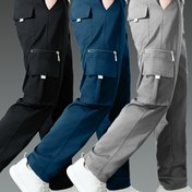 Resim 3'lü Erkek Taktiksel Kargo Pantolon Seti - Hafif, Dayanıklı Polyester, Çok Cepli Tasarım Yürüyüş ve Günlük Kullanım için Siyah, Lacivert, Gri, Kamp Ekipmanı 