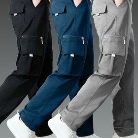 Resim 3'lü Erkek Taktiksel Kargo Pantolon Seti - Hafif, Dayanıklı Polyester, Çok Cepli Tasarım Yürüyüş ve Günlük Kullanım için Siyah, Lacivert, Gri, Kamp Ekipmanı 