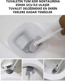 Resim Beauty Loves Beyaz Renk Silikon Banyo Tuvalet Klozet Temizleme Fırçası Ve Tutucu Set 