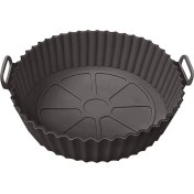 Resim Airfryer Silikon Pişirme Kabı, Yuvarlak Hava Fritözü Aksesuarı, Tüm Airfryerlara Uyumlu Yıkanabilir Leke Tutmaz Esnek Kızartma Tepsisi… (Antrasit) 
