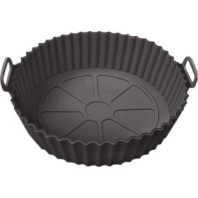 Resim Airfryer Silikon Pişirme Kabı, Yuvarlak Hava Fritözü Aksesuarı, Tüm Airfryerlara Uyumlu Yıkanabilir Leke Tutmaz Esnek Kızartma Tepsisi… (Antrasit) 
