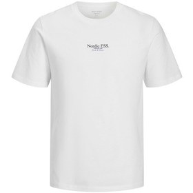 Resim Jack & Jones Erkek Pamuk Sirt Ve Gögüs Baskili Tisört - 12312648 Beyaz S 