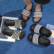 Resim Universal Men Women Casual Striped Round Toe Slip On EVA Yumuşak Taban Kaymaz Anti-Scratch Slides, Yürüyüş Açık Günlük Giyim için 