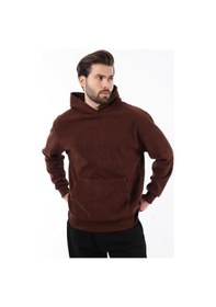 Resim Madmext Acı Kahverengi Kapüşonlu Cep Detaylı Polar Erkek Sweatshirt 7093 Acı Kahverengi 