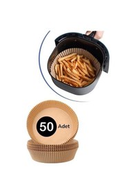 Resim 50 Adet Air Fryer Pişirme Kağıdı Tek Kullanımlık Hava Fritöz Yağ Geçirmez Yapışmaz Tabak Model Kahverengi 