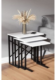 Resim Zg2 Metal Ayaklı Zigon Sehpa - Beyaz Zg2-beyaz 