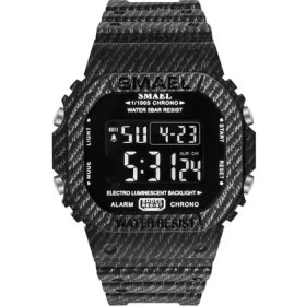 Resim Hanyang 1801 Kovboy Siyah Smael Erkekler Için Dijital Saat 50 M Su Geçirmez LED Ekran Otomatik Tarih Elektronik Kol Saati Askeri Spor Saatler Erkek Часы Мужские (Yurt Dışından) 