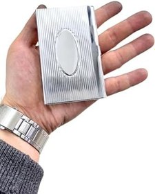 Resim Çizgi Desenli Ortası Oval Gümüş Sigara Tabakası 