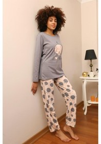 Resim Akbeniz Kadın Penye Uzun Kol Pijama Takım 4186 Gri 