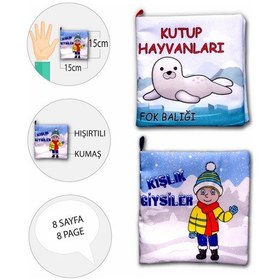 Resim 2 Kitap Tox Kutup Hayvanları ve Kışlık Giysiler Kumaş Sessiz Kitap 