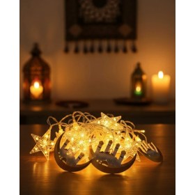 Resim Mey İthalat Mey Ithalat® Ramazan Dekorasyonu Için 3 Metre Hilal Yıldız LED Işık 