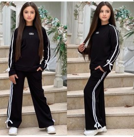 Resim Kurdele Detaylı Alo Fitilli 2 Li Eşofman Takımı - 6/16 Yaş - 31506 Siyah 