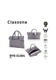Resim Classone Byn-el004 Wtxpro Su Geçirmez Kumaş 13-14 İnch Bayan Laptop, Notebook, Apple Uyumlu MacBook Air El Çantası- Tote Bag - Gri 